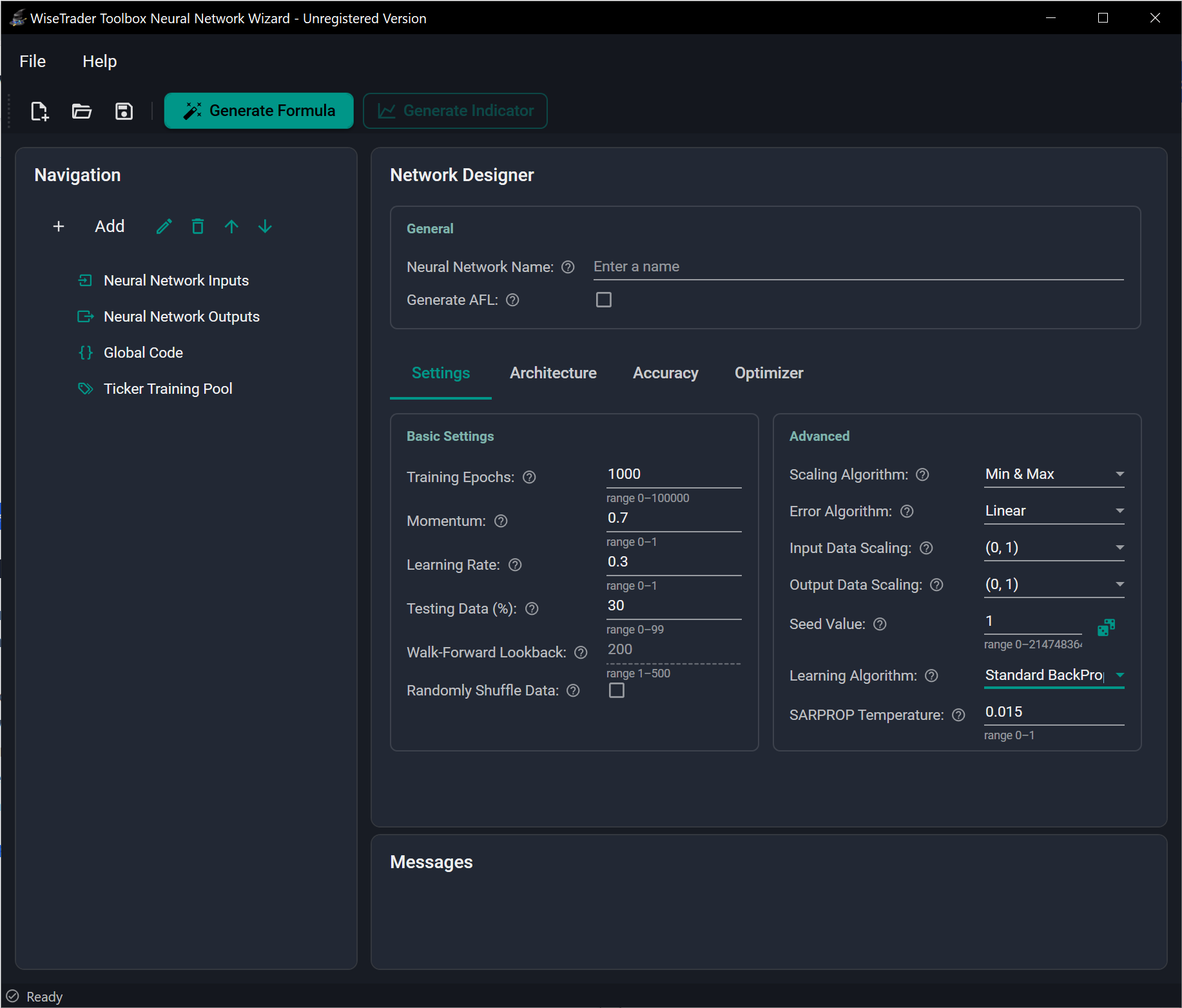 A feed-forward network — inputs, hidden layers, output